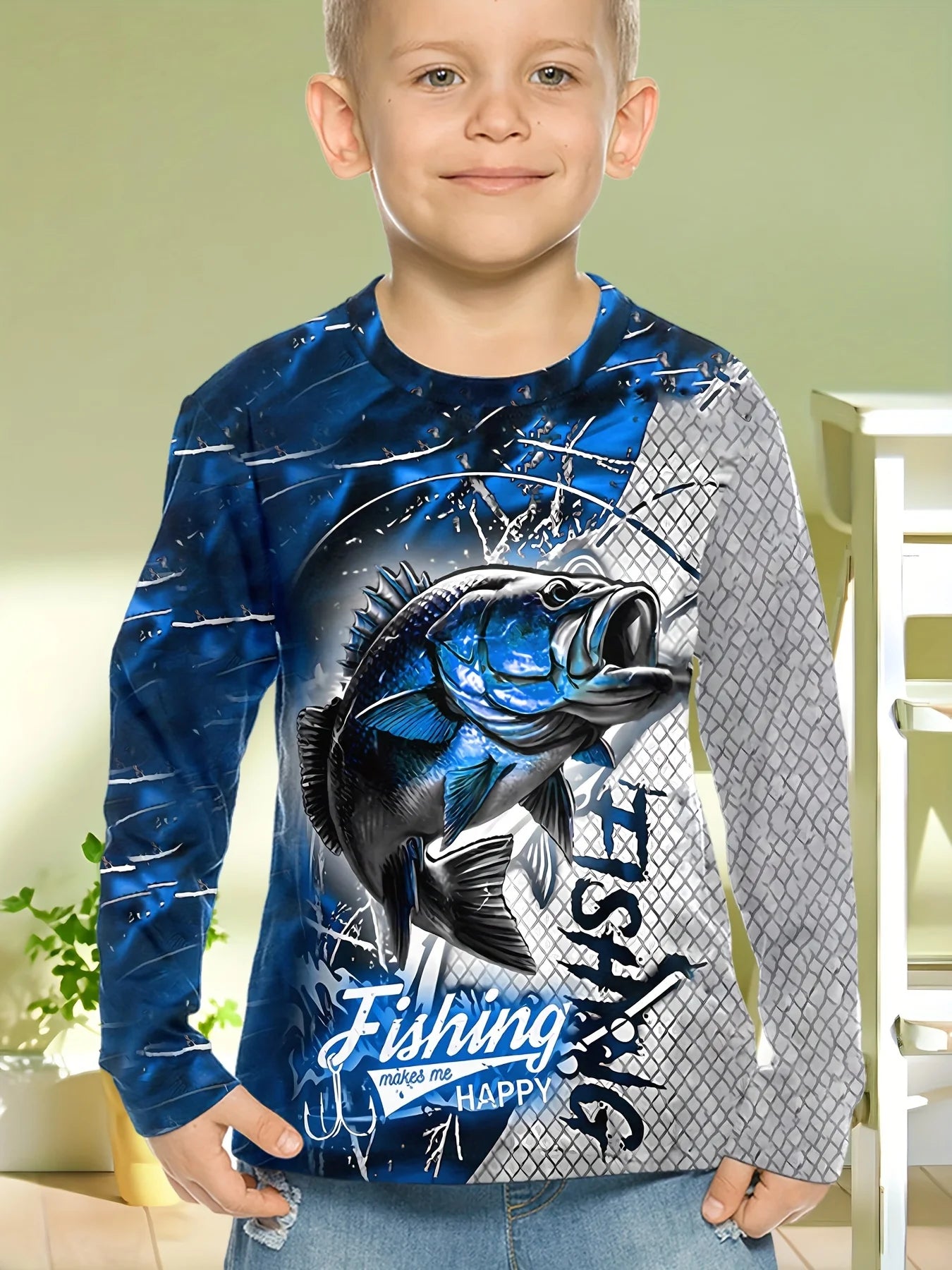 Fishing Graphic T Shirts Children's Clothing Autumn Long Sleeve Children