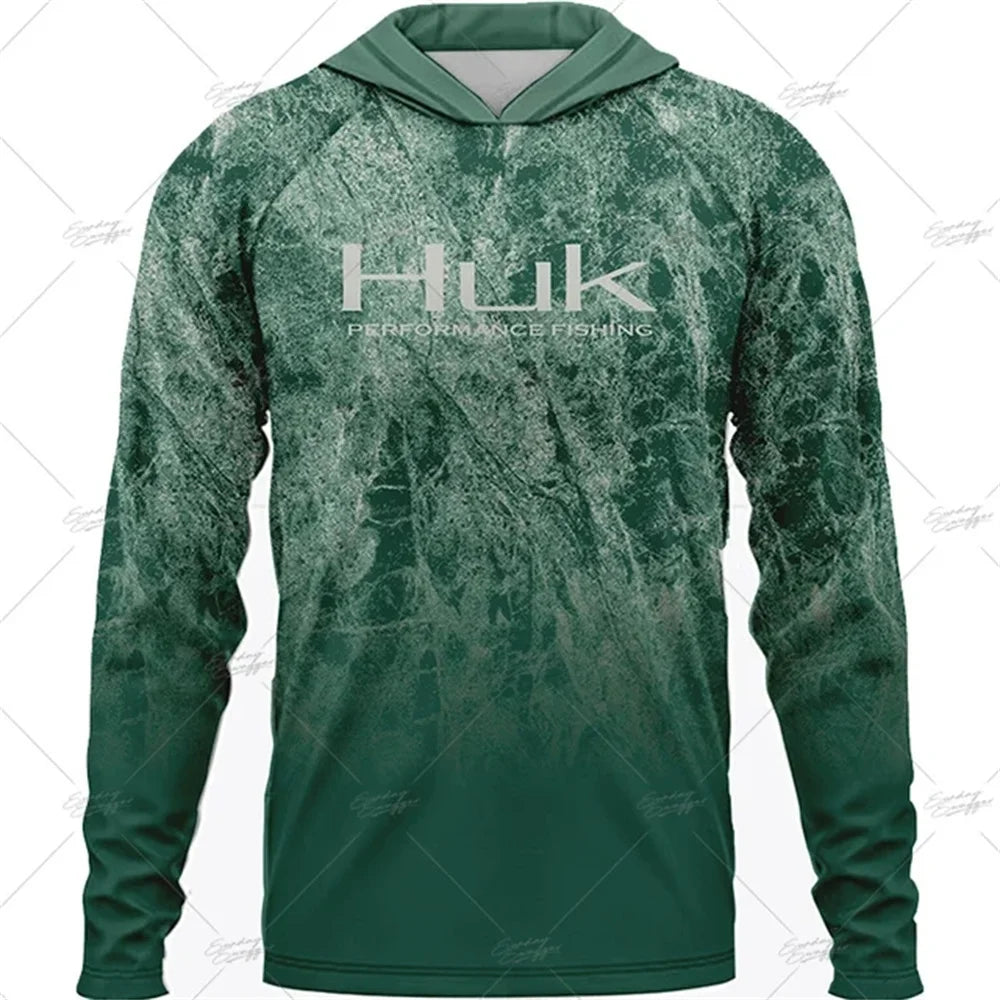 Summer Fishing Shirts HUK Long Sleeve Hooded Fishing Clothing