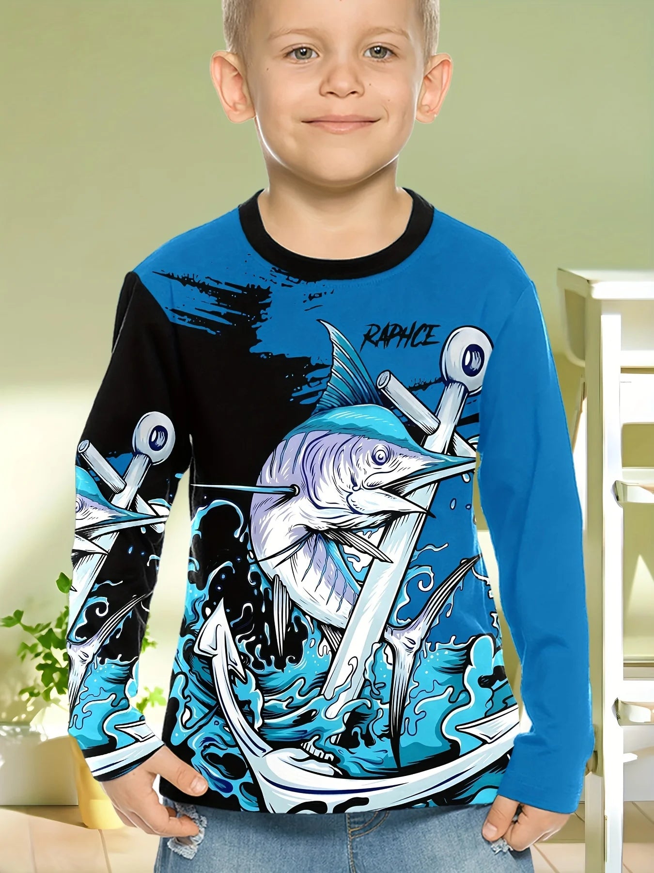 Stylish 3D Fish Print Kids Boys Clothes T-Shirts for Boys