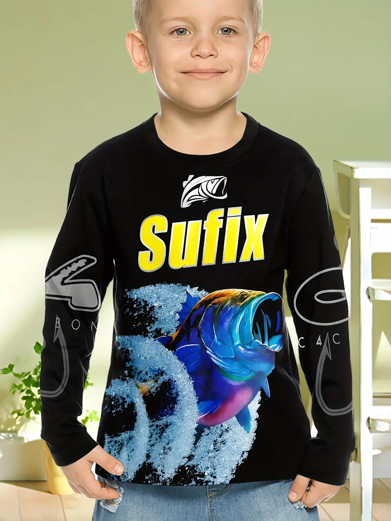 Fishing Graphic T Shirts Children's Clothing Autumn Long Sleeve Children