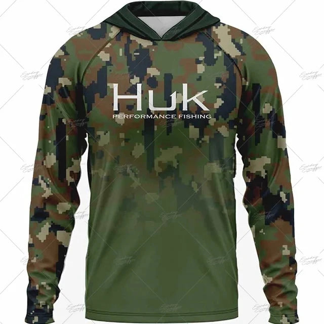 Summer Fishing Shirts HUK Long Sleeve Hooded Fishing Clothing