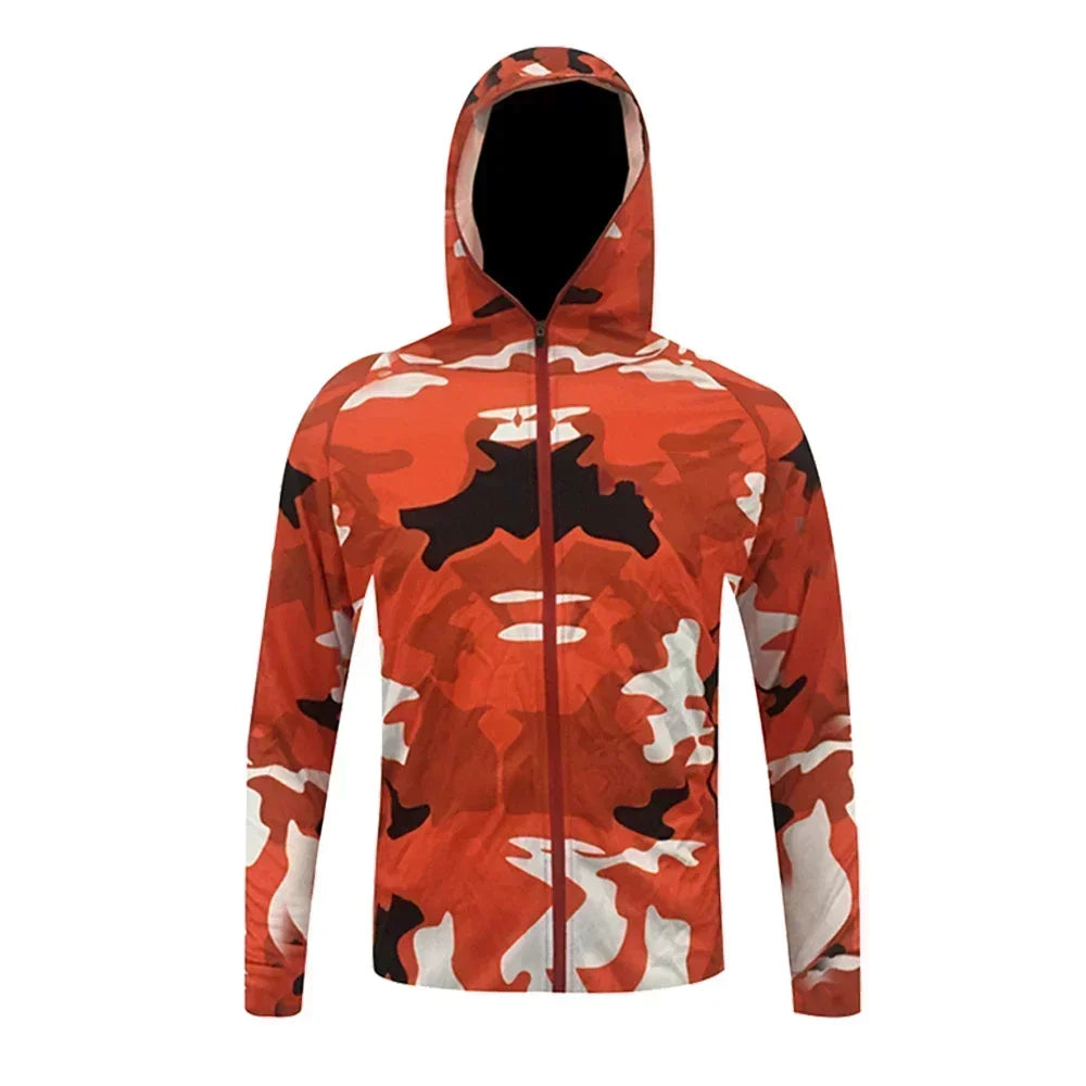 Fishing Shirts Men Long Sleeve Hooded T-Shirt Outdoor Fishing