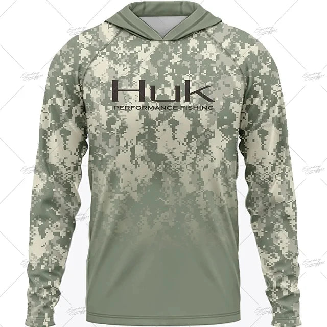 Summer Fishing Shirts HUK Long Sleeve Hooded Fishing Clothing
