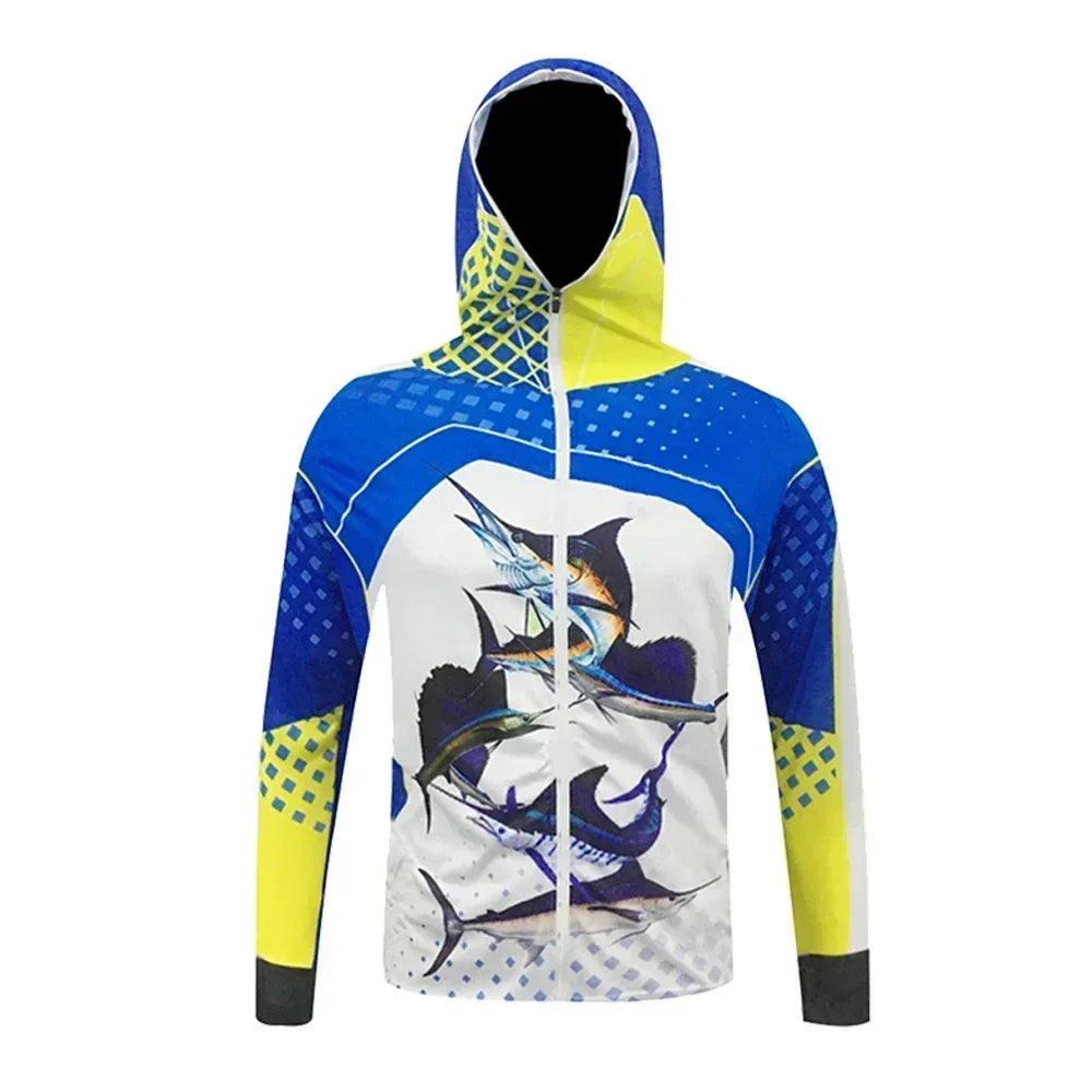 Fishing Shirts Men Long Sleeve Hooded T-Shirt Outdoor Fishing