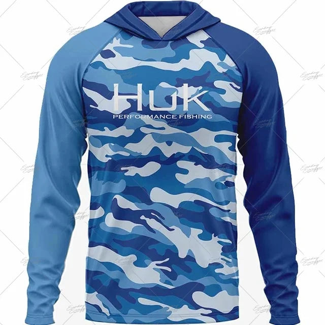 Summer Fishing Shirts HUK Long Sleeve Hooded Fishing Clothing
