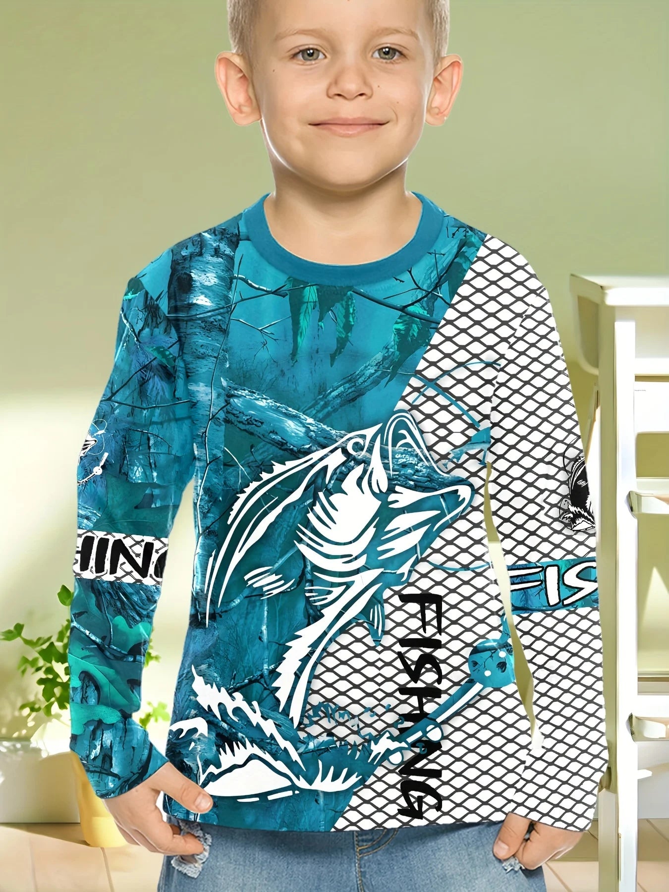 Fishing Graphic T Shirts Children's Clothing Autumn Long Sleeve Children